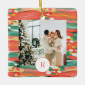 カラフルブモダンラシ |家族の写真 |イニシャル セラミックオーナメント (正面)