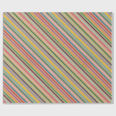 カラフルブラウンストライプクラフト上の素朴フェイクパターン ラッピングペーパー (フラット)