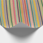 カラフルブラウンストライプクラフト上の素朴フェイクパターン ラッピングペーパー (角)