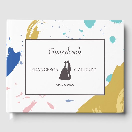 カラフルブラシストロークとイラストレーション ゲストブック (正面)