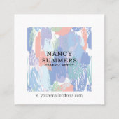 カラフルブラシストロークと落書きパターン スクエア名刺 (正面)