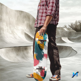 カラフルブラシストローク – ミニマル抽象芸術 スケートボード