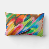 カラフルブラシストローク – 抽象芸術アモダンート ランバークッション (裏面)