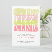 カラフルブラシモダンストローク年始パーティーカード 招待状 (スタンド正面)