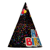 カラフルブラック誕生日パーティーハット パーティーハット (左)