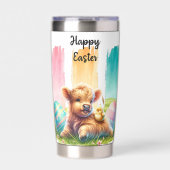 カラフルブラッシュストロークイースターハイランドカウズ20oz 保温保冷タンブラー (正面)