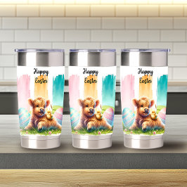 カラフルブラッシュストロークイースターハイランドカウズ20oz 保温保冷タンブラー