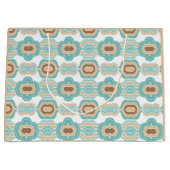 カラフルブルー/タン/ブラウンメダリオン ラージペーパーバッグ (正面)