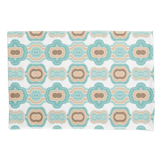 カラフルブルー/タン/ブラウンメダリオン 枕カバー (正面)