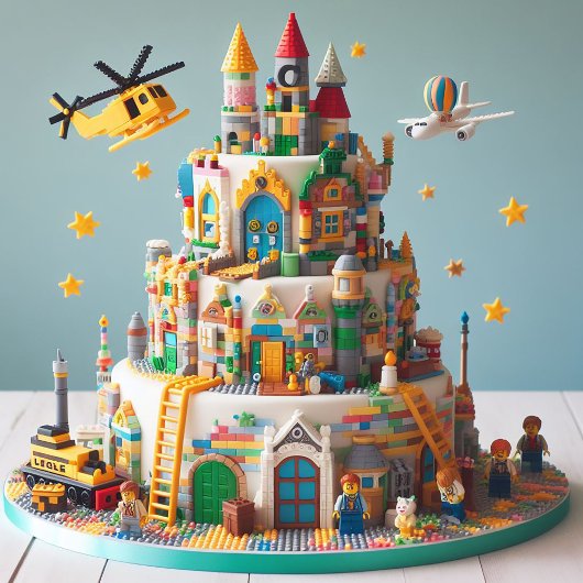 カラフルブロックおもちゃテーマの子供の誕生日 カード