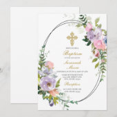 カラフルブーケバプテスマ 招待状 (正面/裏面)