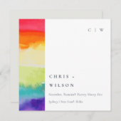 カラフルプライドレインボー結婚のデジタルメッセージカード 招待状 (正面/裏面)