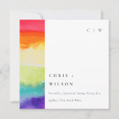 カラフルプライドレインボー結婚のデジタルメッセージカード 招待状 (正面)