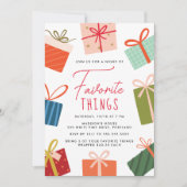 カラフルプレゼントツお気に入りのーホリデーパーティー 招待状 (正面)