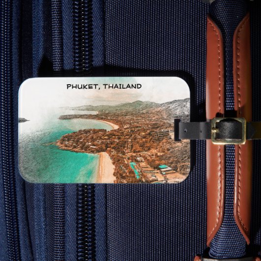 カラフルプーケットタイランドコーストラインビュー ラゲッジタグ (正面インサイチュ4)