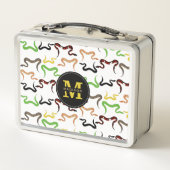 カラフルヘビPython爬虫類パターンモノグラム メタルランチボックス (裏面)