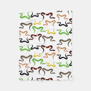 カラフルヘビPython爬虫類パターン フリースブランケット