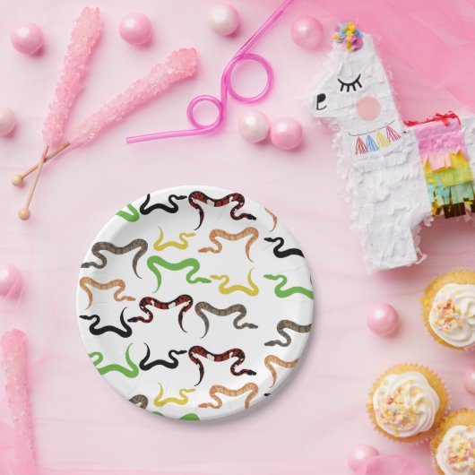 カラフルヘビPython爬虫類パターン ペーパープレート (パーティー)