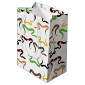 カラフルヘビPython爬虫類パターン ミディアムペーパーバッグ (裏面アングル)