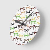 カラフルヘビPython爬虫類パターン ラウンド壁時計 (傾斜)