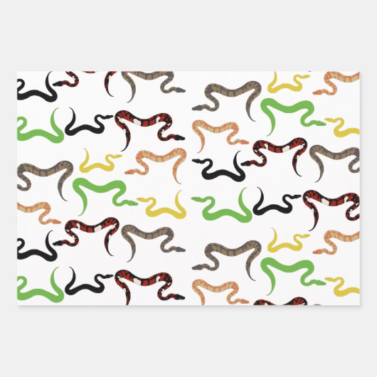 カラフルヘビPython爬虫類パターン ラッピングペーパーシート (正面3)