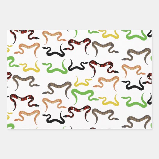 カラフルヘビPython爬虫類パターン ラッピングペーパーシート (正面2)
