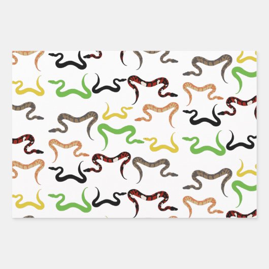 カラフルヘビPython爬虫類パターン ラッピングペーパーシート (正面)
