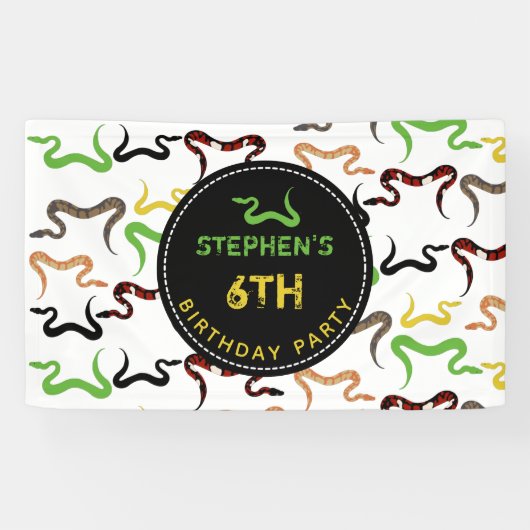 カラフルヘビPython Reptile誕生日パーティー 横断幕 (横)