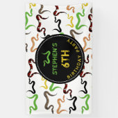 カラフルヘビPython Reptile誕生日パーティー 横断幕 (縦)