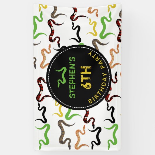 カラフルヘビPython Reptile誕生日パーティー 横断幕 (縦)