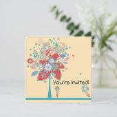 カラフルベクターフラワーツリーブリスカラーバージョン2 招待状 (スタンド正面)