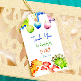 カラフルベビー恐竜生パーソナライズされた誕 ギフトタグ