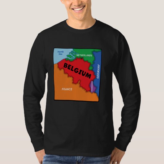 カラフルベルギー地図の簡素化、近隣数 Tシャツ (正面)