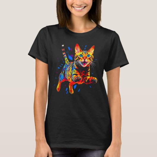 カラフルベンガルキャット Tシャツ (正面)