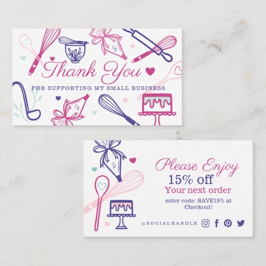 カラフルベーキング料理器ありがとう 名刺 (正面/裏面)