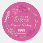 カラフルベーキング料理器具ピンク&グリーン ラウンドシール (正面)