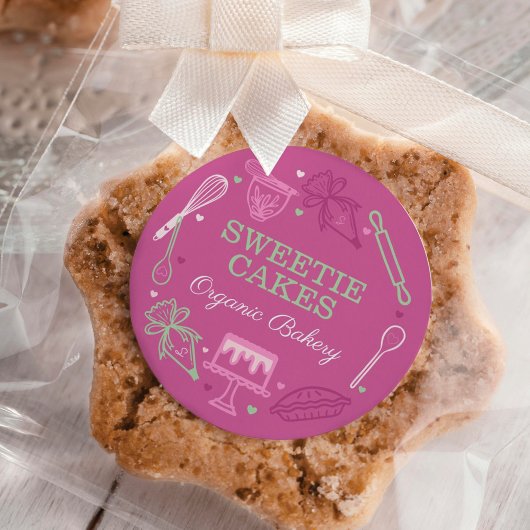 カラフルベーキング料理器具ピンク&グリーン ラウンドシール