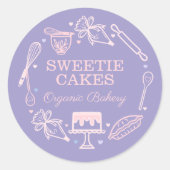カラフルベーキング&料理器具パープル&ピンク ラウンドシール (正面)