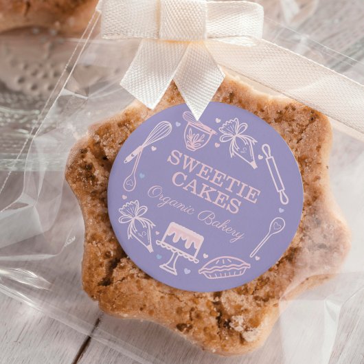 カラフルベーキング&料理器具パープル&ピンク ラウンドシール