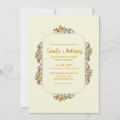 カラフルベージュ縁どワドフラワー結婚ズ 招待状 (正面)