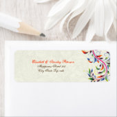 カラフルベージュ色のラベルの結婚スクロール葉 ラベル (インサイチュ)