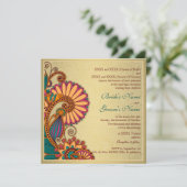 カラフルペイズリーの金ゴールドインディアンの結婚パターン 招待状 (スタンド正面)