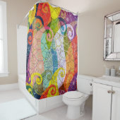 カラフルペイズリーサイケデリックデザインシャワーカーテン シャワーカーテン (インサイチュ)