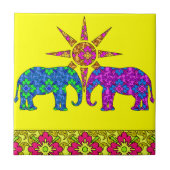 カラフルペイズリーゾウのタイル五徳 タイル (正面)