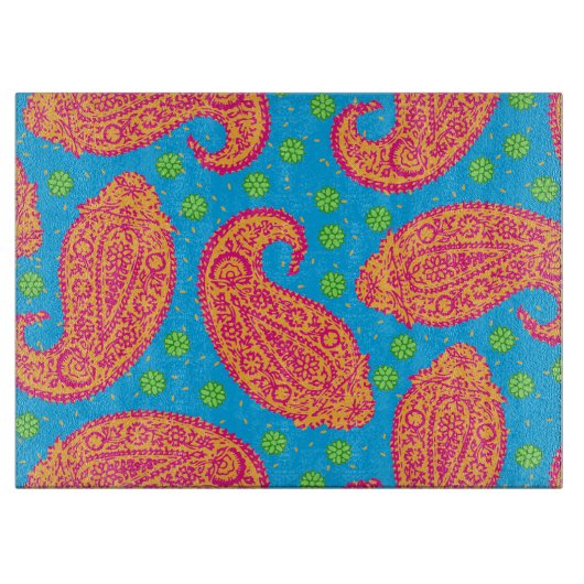 カラフルペイズリーパターン カッティングボード (正面)