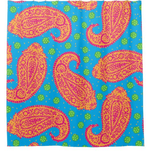 カラフルペイズリーパターン シャワーカーテン (正面)