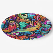 カラフルペイズリーパターン ペーパープレート (アングル)