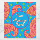 カラフルペイズリーパターン ワインラベル (シングルラベル)