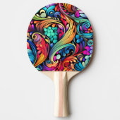 カラフルペイズリーパターン 卓球ラケット (正面)