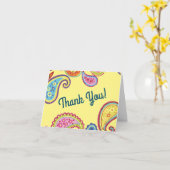 カラフルペイズリー子供の誕生日パーティー カード (黄色い花)